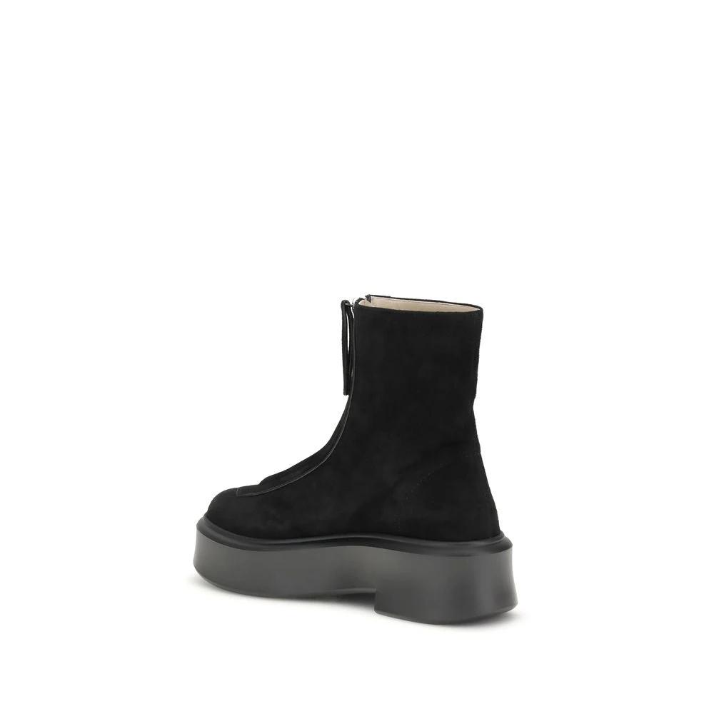 The Row Sample Sale The Row Black Calf Leather Bos Taurus Lace-Up Boots - | Designer outlet