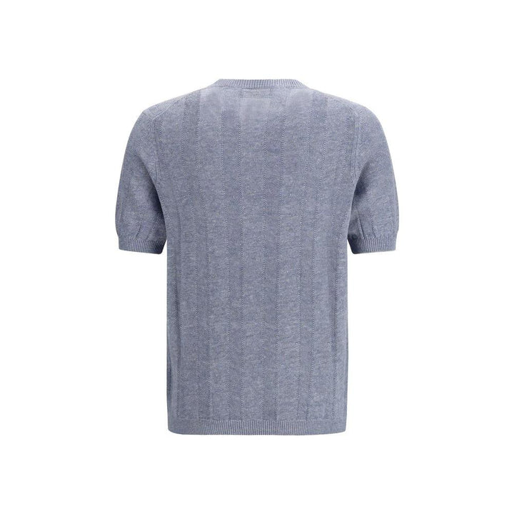 Brunello Cucinelli Sample Sale Brunello Cucinelli Blue Linen T-Shirt - | Designer outlet