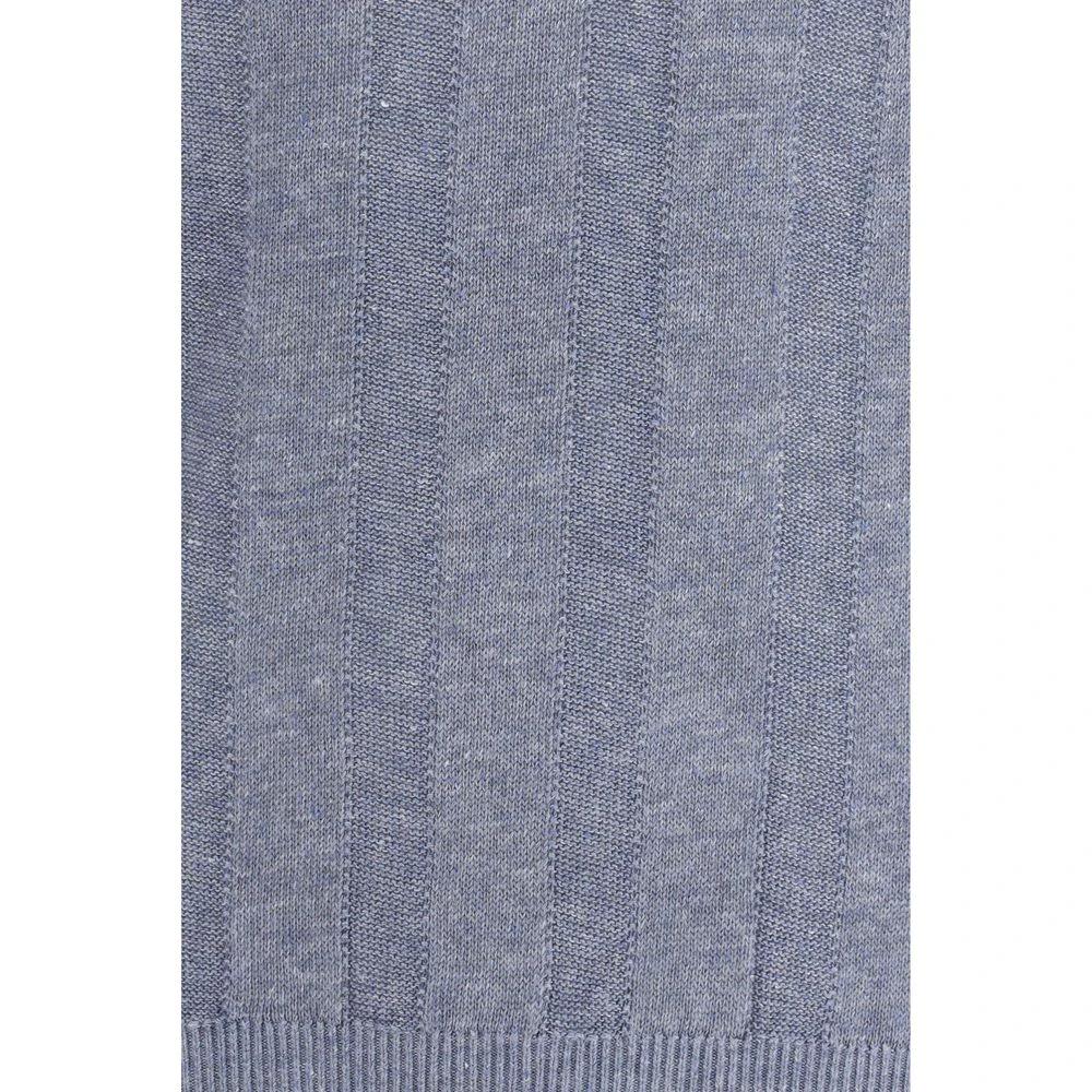 Brunello Cucinelli Sample Sale Brunello Cucinelli Blue Linen T-Shirt - | Designer outlet