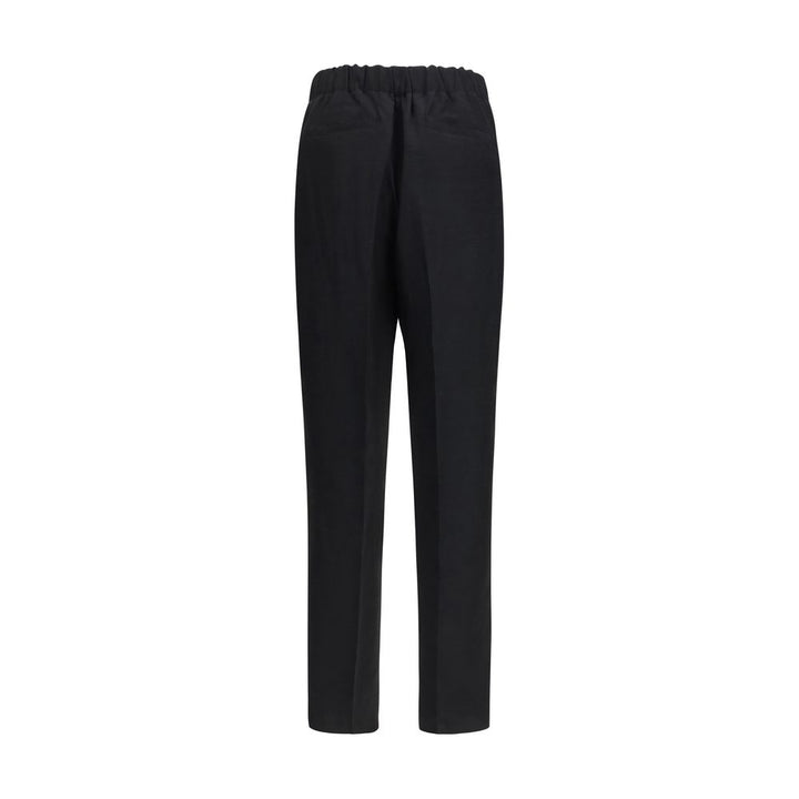 Laneus Black Viscose Casual Pants