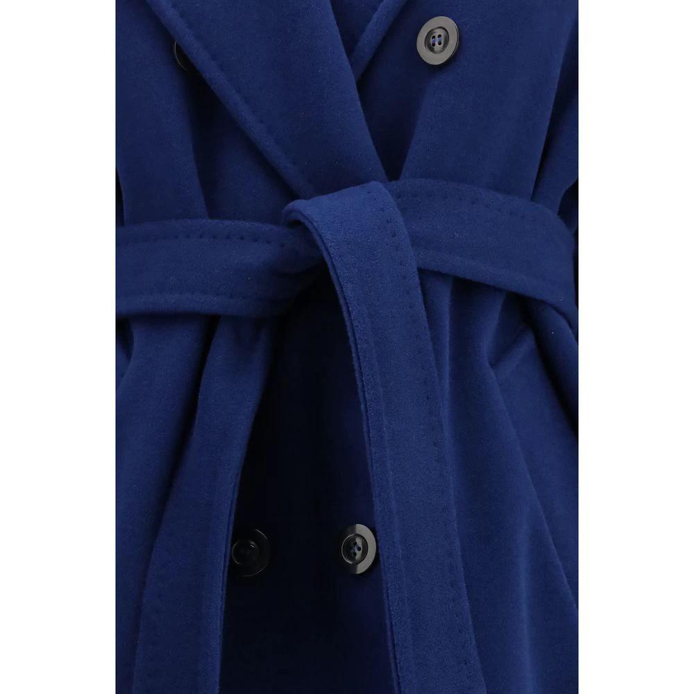 Max Mara Blue Fleece Wool Coat