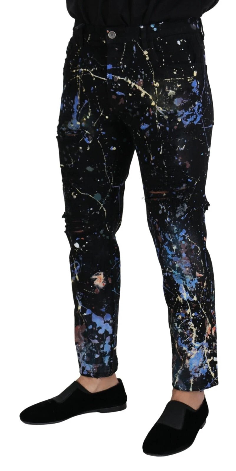 Dolce & Gabbana Sample Sale Dolce & Gabbana Black Cotton Color Splash Print Denim Jeans - | Designer outlet