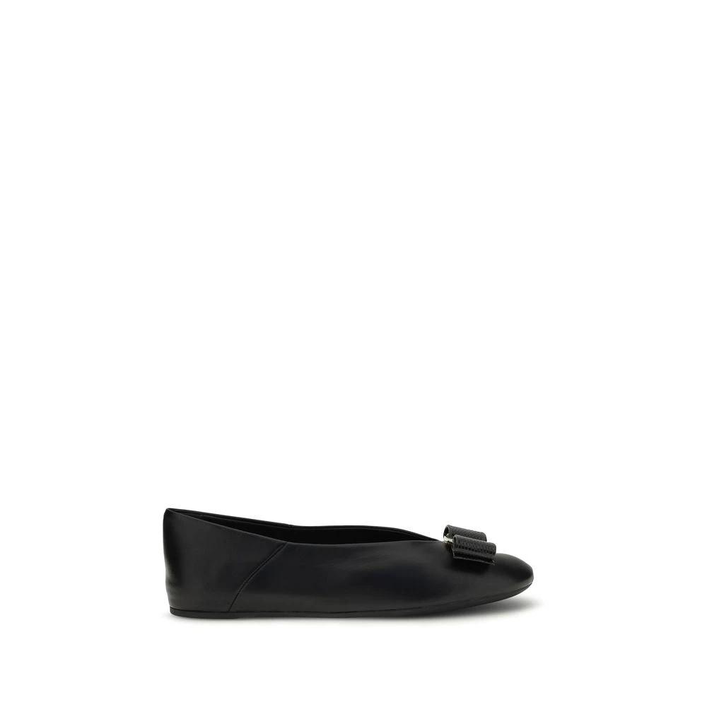 Ferragamo Sample Sale Ferragamo Black Calf Leather Bos Taurus Ballet Flats - | Designer outlet