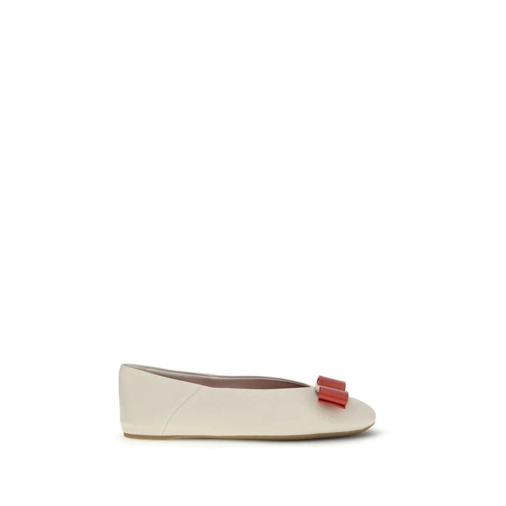 Ferragamo Sample Sale Ferragamo White Calf Leather Bos Taurus Ballet Flats - | Designer outlet