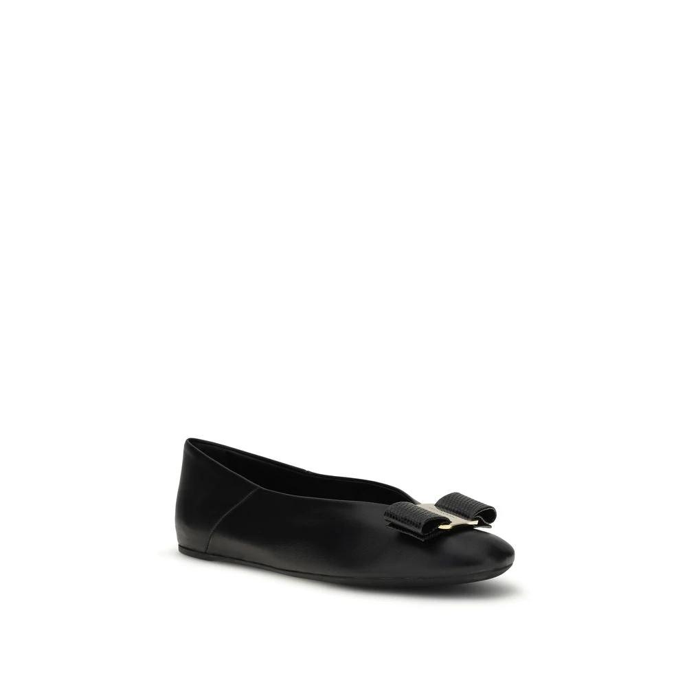 Ferragamo Sample Sale Ferragamo Black Calf Leather Bos Taurus Ballet Flats - | Designer outlet