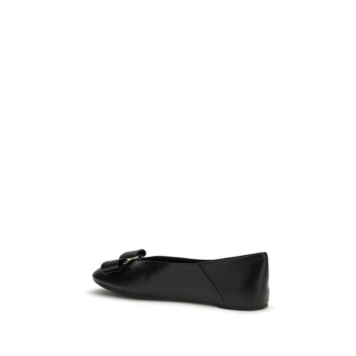 Ferragamo Sample Sale Ferragamo Black Calf Leather Bos Taurus Ballet Flats - | Designer outlet