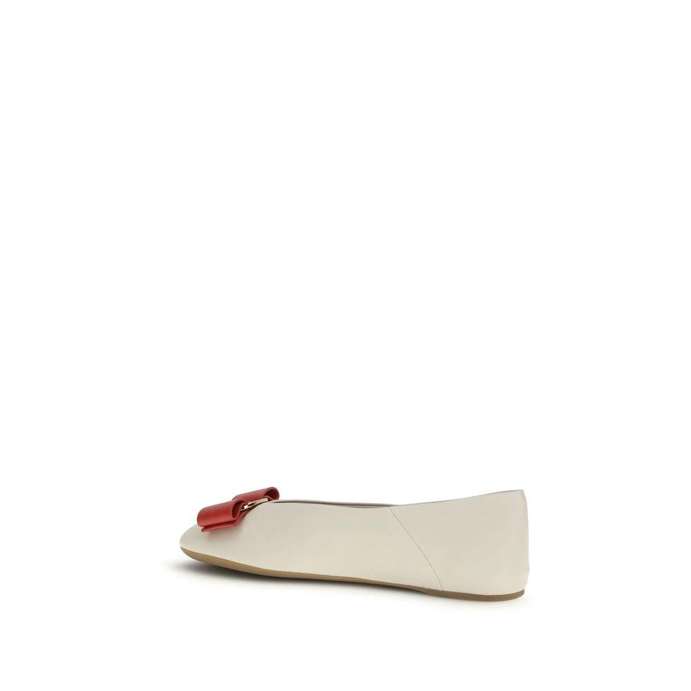 Ferragamo Sample Sale Ferragamo White Calf Leather Bos Taurus Ballet Flats - | Designer outlet