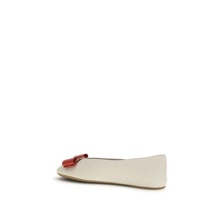 Ferragamo Sample Sale Ferragamo White Calf Leather Bos Taurus Ballet Flats - | Designer outlet