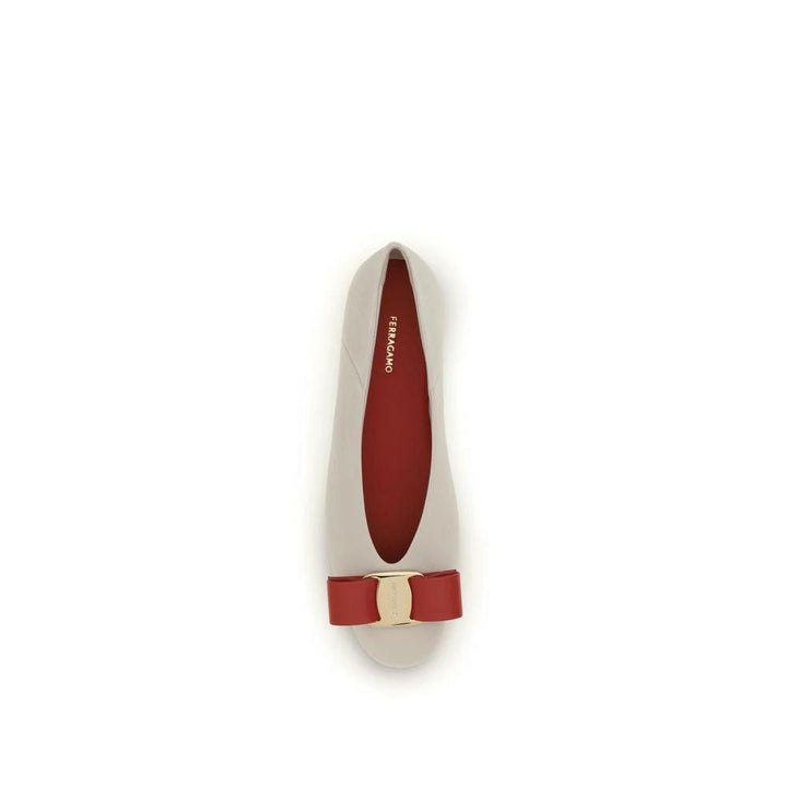 Ferragamo Sample Sale Ferragamo White Calf Leather Bos Taurus Ballet Flats - | Designer outlet