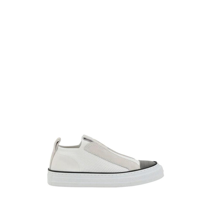 Brunello Cucinelli Sample Sale Brunello Cucinelli White Nylon Low Top Sneakers - | Designer outlet