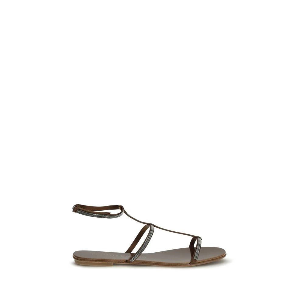 Pedro García Sample Sale Pedro García Brown Calf Leather Bos Taurus Strap-On Sandals - | Designer outlet