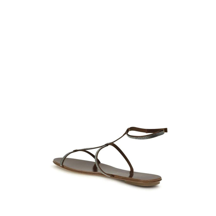 Pedro García Sample Sale Pedro García Brown Calf Leather Bos Taurus Strap-On Sandals - | Designer outlet