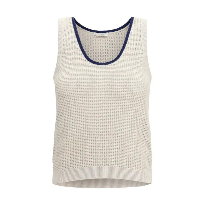 Brunello Cucinelli Beige Cotton Sleeveles T-Shirt