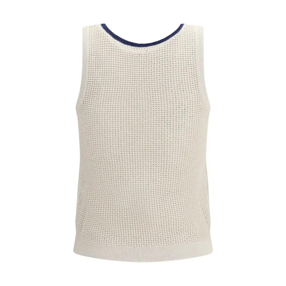 Brunello Cucinelli Beige Cotton Sleeveles T-Shirt