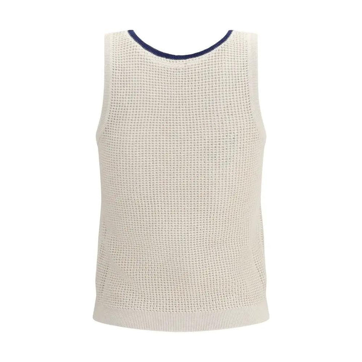 Brunello Cucinelli Beige Cotton Sleeveles T-Shirt