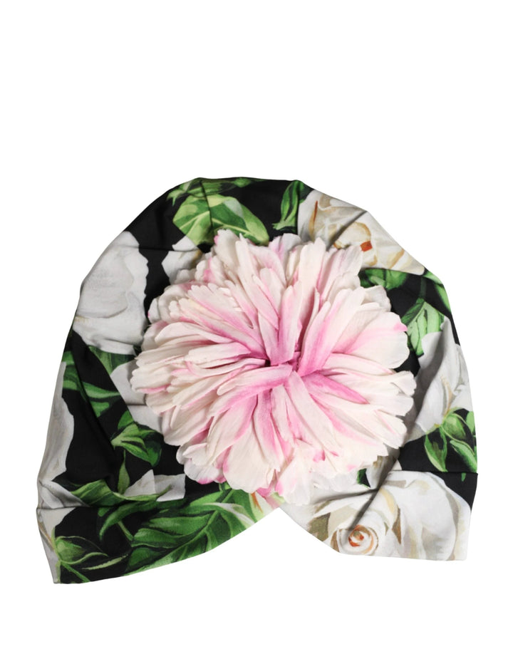 Dolce &amp; Gabbana Sample Sale Dolce &amp; Gabbana Black Floral Motif Turban Headwear Women Hat - | Designer outlet