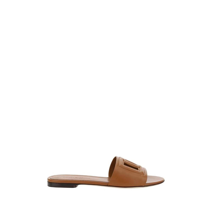 Dolce &amp; Gabbana Sample Sale Dolce &amp; Gabbana Brown Calf Leather Bos Taurus Flat Sandals - | Designer outlet