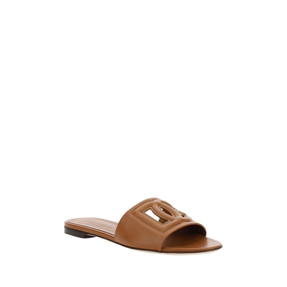 Dolce &amp; Gabbana Sample Sale Dolce &amp; Gabbana Brown Calf Leather Bos Taurus Flat Sandals - | Designer outlet