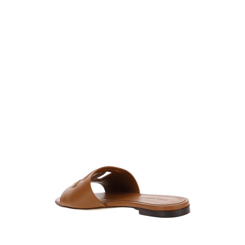 Dolce &amp; Gabbana Sample Sale Dolce &amp; Gabbana Brown Calf Leather Bos Taurus Flat Sandals - | Designer outlet