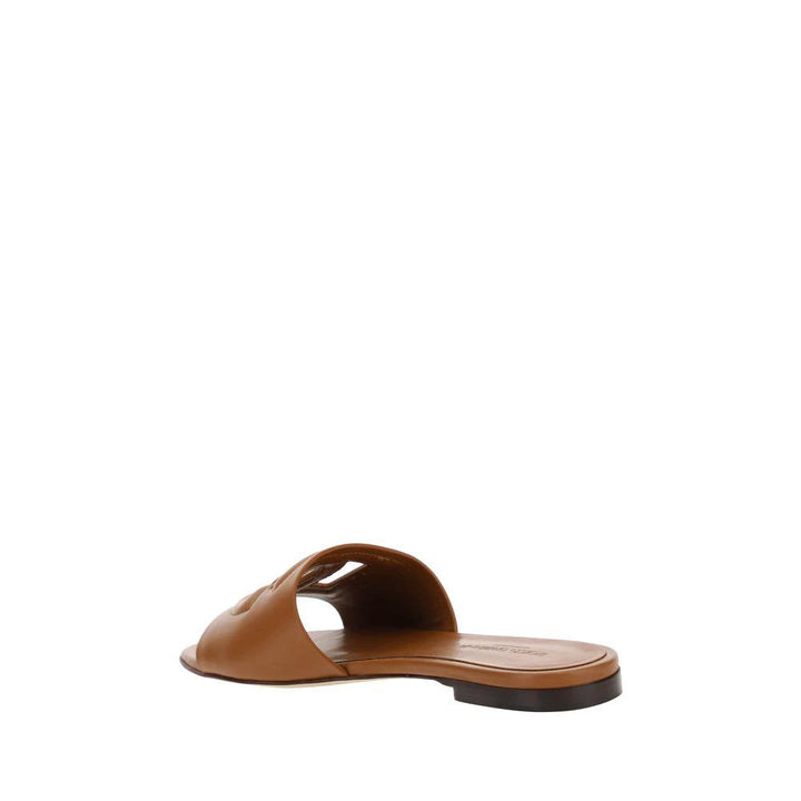 Dolce &amp; Gabbana Sample Sale Dolce &amp; Gabbana Brown Calf Leather Bos Taurus Flat Sandals - | Designer outlet