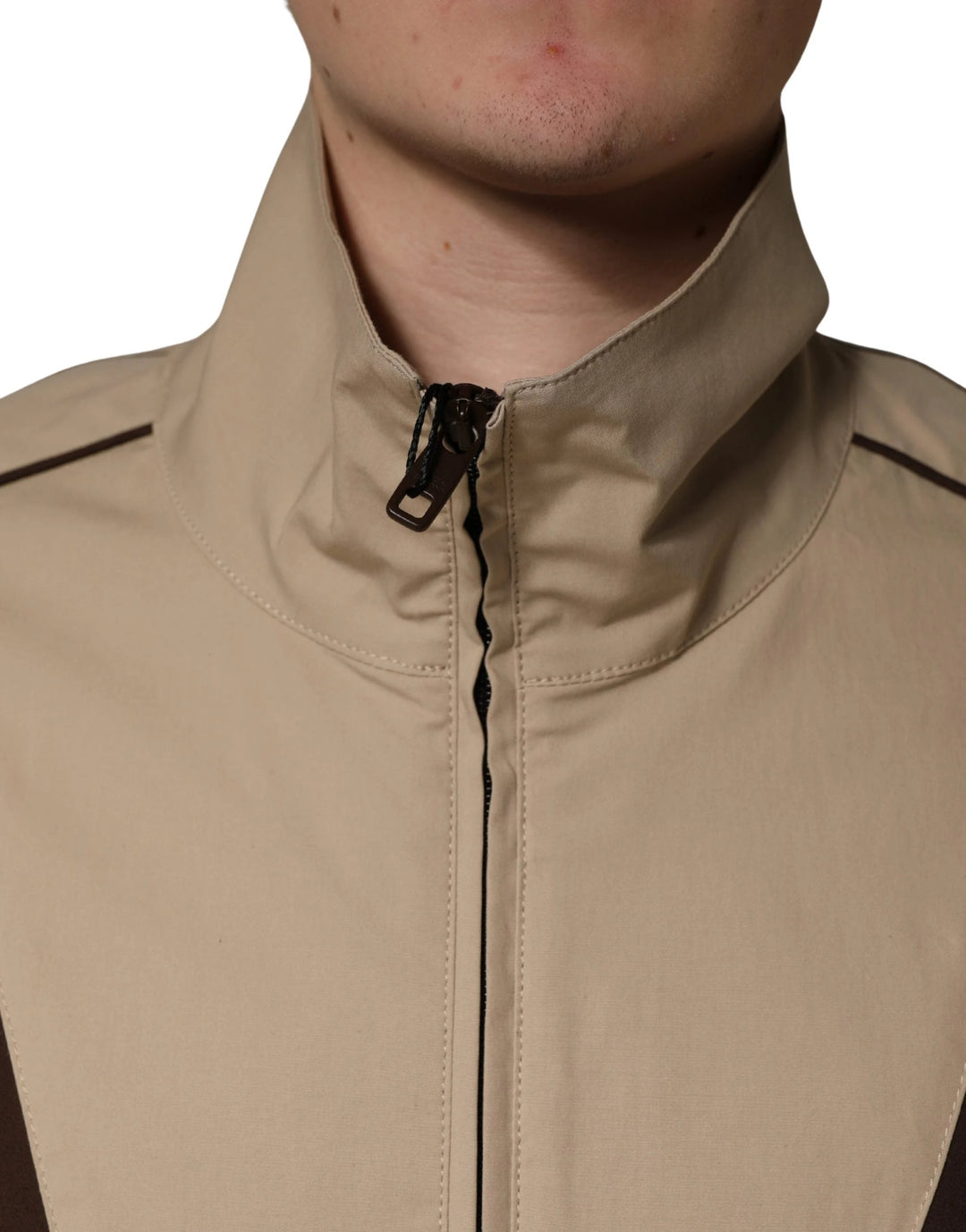 Dolce &amp; Gabbana Sample Sale Dolce &amp; Gabbana Brown Beige Cotton Zip Windbreaker Jacket - | Designer outlet