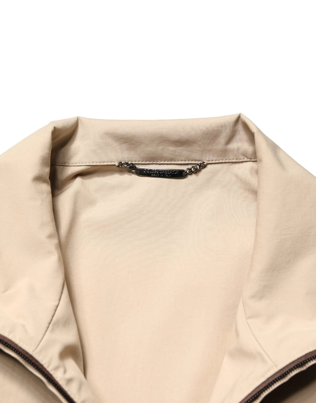 Dolce &amp; Gabbana Sample Sale Dolce &amp; Gabbana Brown Beige Cotton Zip Windbreaker Jacket - | Designer outlet