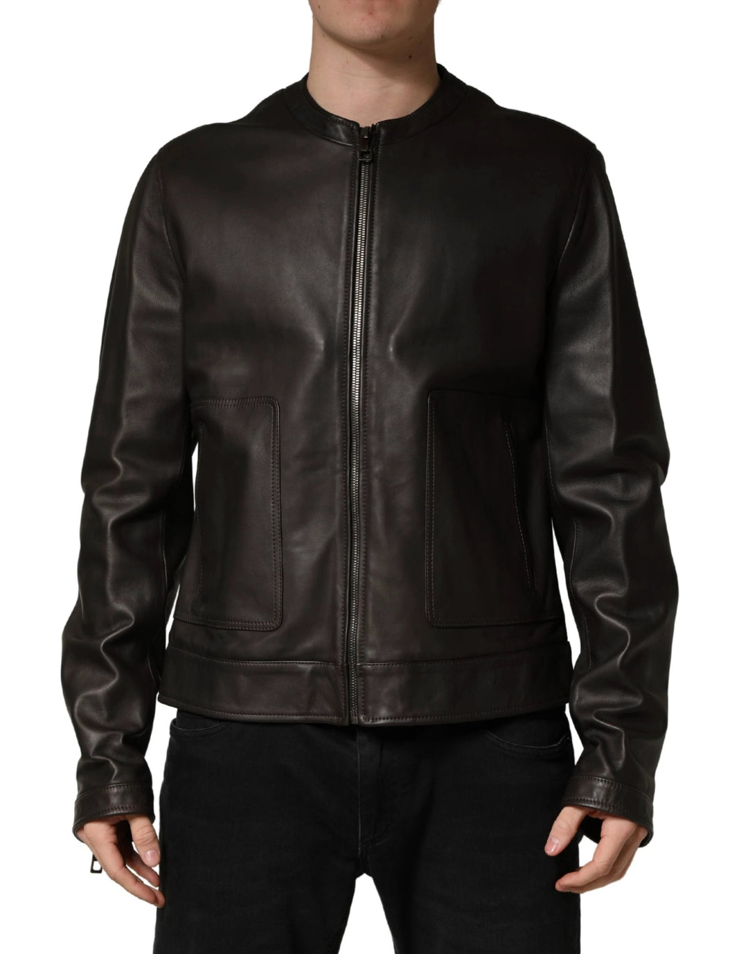 Dolce &amp; Gabbana Sample Sale Dolce &amp; Gabbana Black LambskinLeather Full Zip Biker Jacket - | Designer outlet
