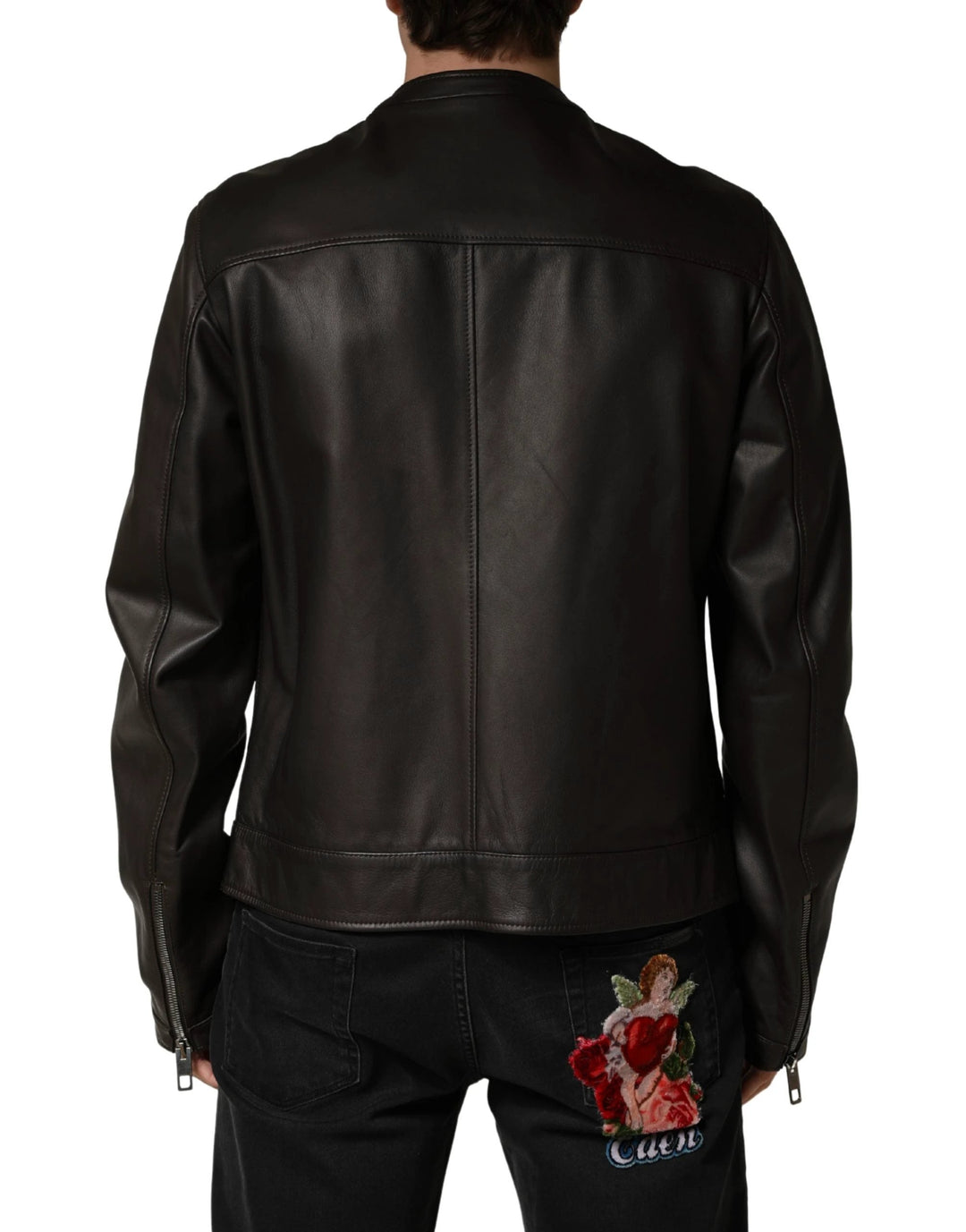 Dolce &amp; Gabbana Sample Sale Dolce &amp; Gabbana Black LambskinLeather Full Zip Biker Jacket - | Designer outlet