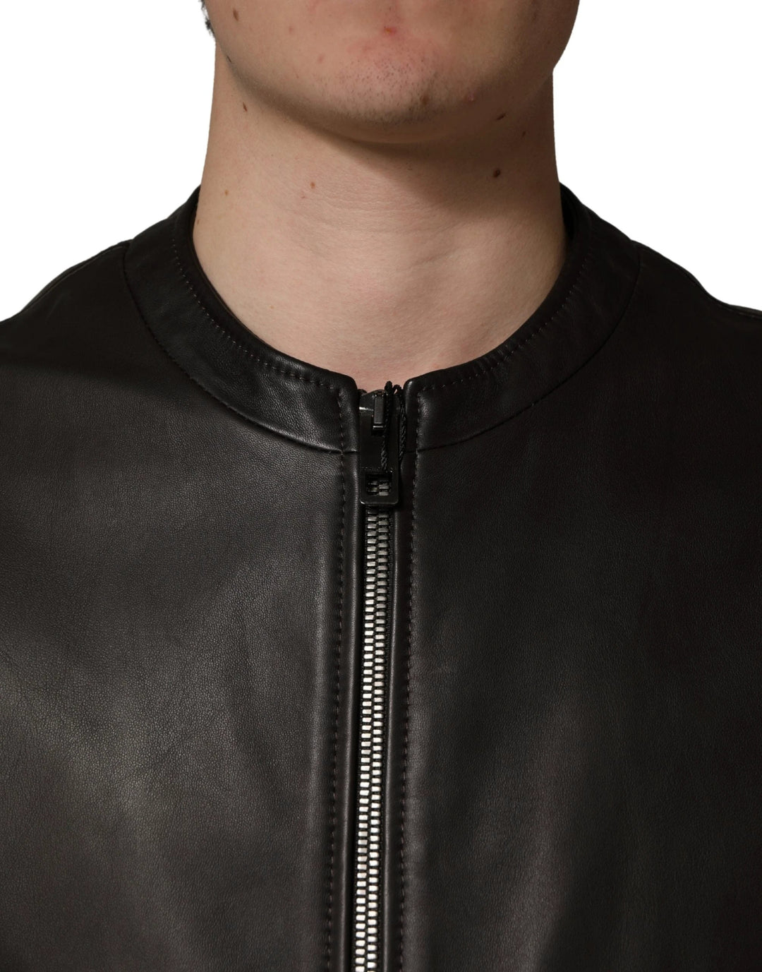 Dolce &amp; Gabbana Sample Sale Dolce &amp; Gabbana Black LambskinLeather Full Zip Biker Jacket - | Designer outlet