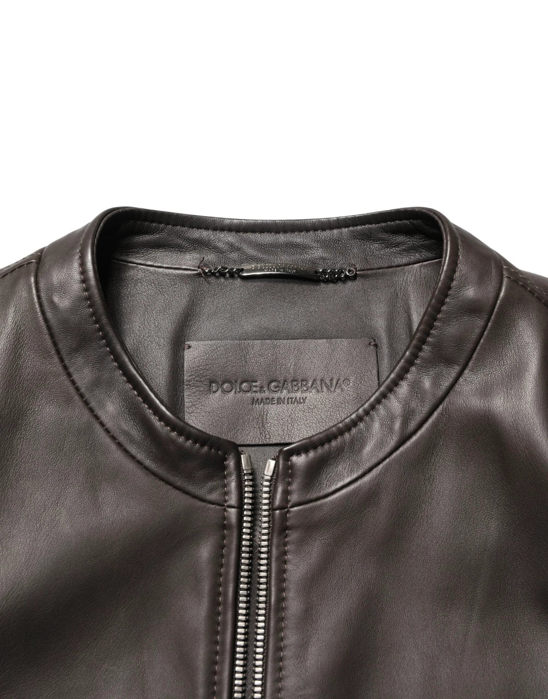 Dolce &amp; Gabbana Sample Sale Dolce &amp; Gabbana Black LambskinLeather Full Zip Biker Jacket - | Designer outlet