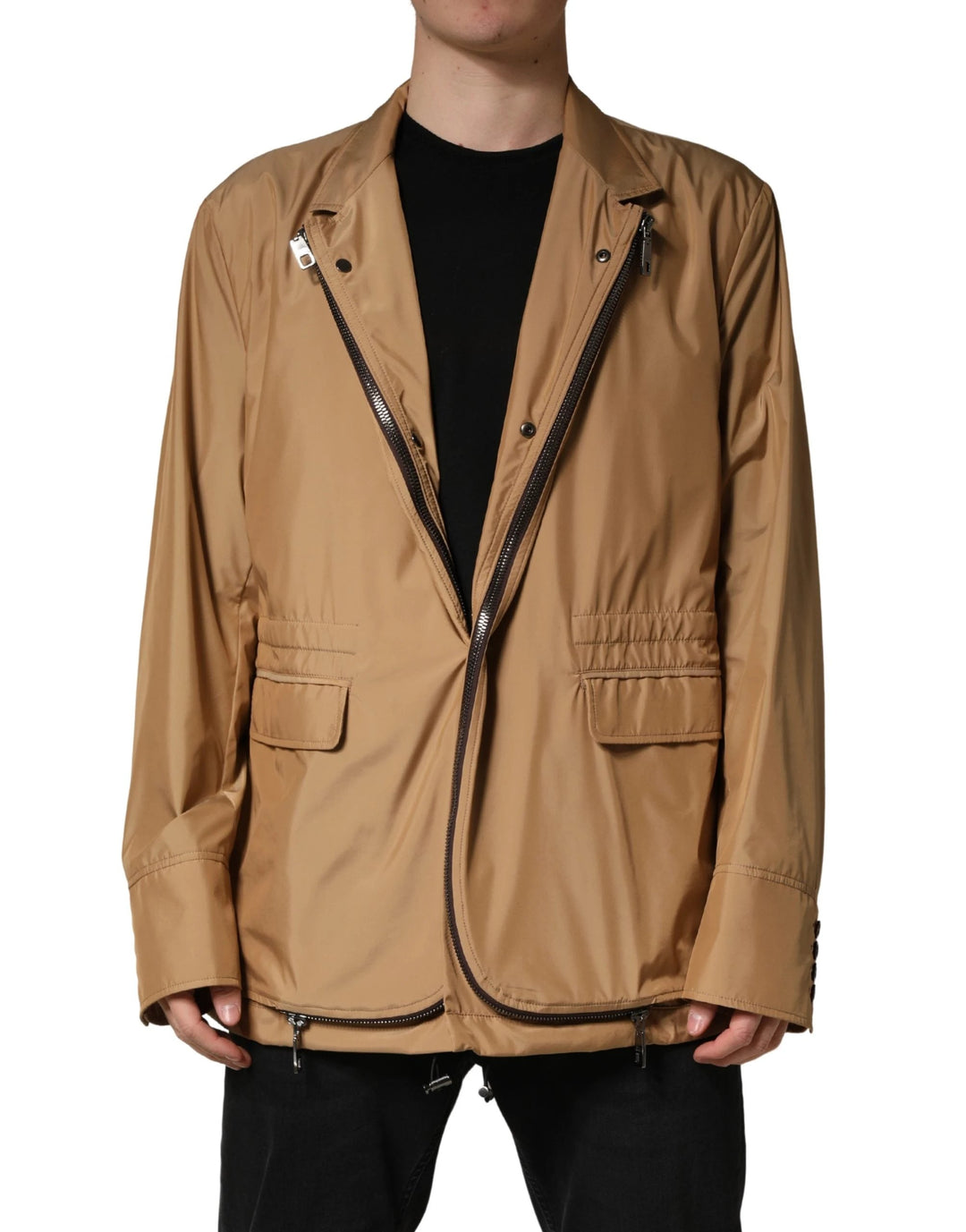 Dolce & Gabbana Sample Sale Dolce & Gabbana Brown Single Breasted Layered Coat Jacket - | Designer outlet
