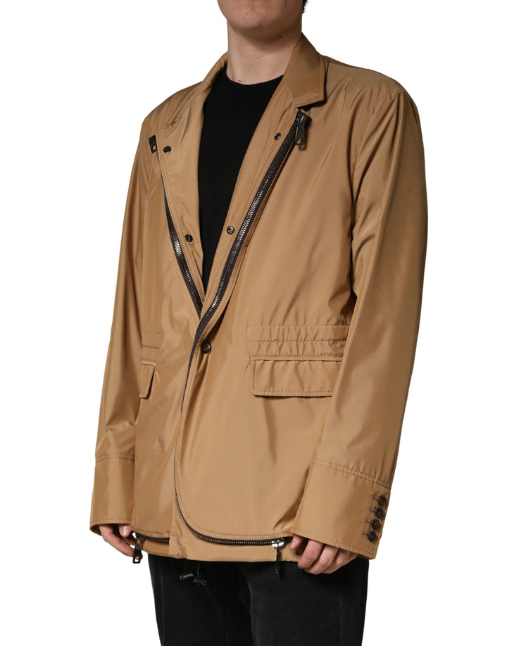 Dolce & Gabbana Sample Sale Dolce & Gabbana Brown Single Breasted Layered Coat Jacket - | Designer outlet