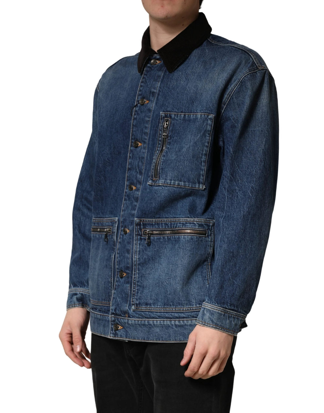 Dolce &amp; Gabbana Sample Sale Dolce &amp; Gabbana Black Blue Cotton Denim Blouson Men Jacket - | Designer outlet