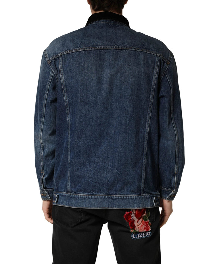 Dolce &amp; Gabbana Sample Sale Dolce &amp; Gabbana Black Blue Cotton Denim Blouson Men Jacket - | Designer outlet