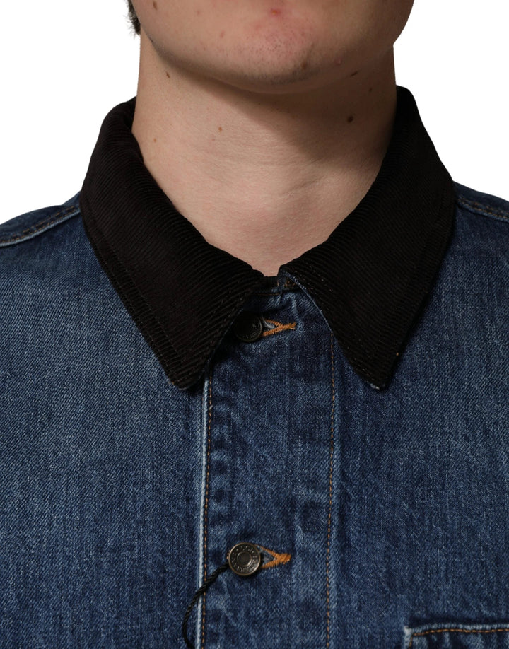 Dolce &amp; Gabbana Sample Sale Dolce &amp; Gabbana Black Blue Cotton Denim Blouson Men Jacket - | Designer outlet