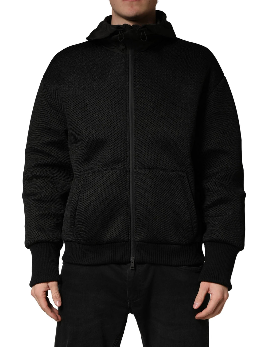 Dolce &amp; Gabbana Sample Sale Dolce &amp; Gabbana Men Black Hooded Full Zip Bomber Jacket - | Designer outlet