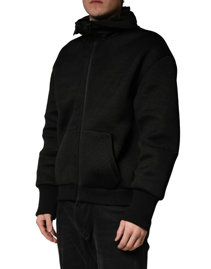 Dolce &amp; Gabbana Sample Sale Dolce &amp; Gabbana Men Black Hooded Full Zip Bomber Jacket - | Designer outlet