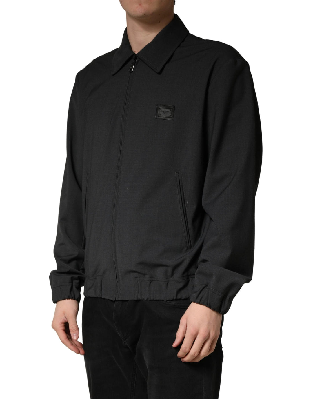Dolce &amp; Gabbana Sample Sale Dolce &amp; Gabbana Black Wool Logo Full Zip Men Bomber Jacket - | Designer outlet