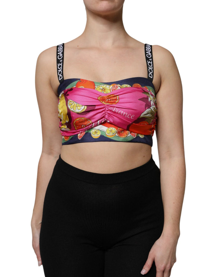 Dolce &amp; Gabbana Sample Sale Dolce &amp; Gabbana Multicolor Silk Cropped Bustier Corset Top - | Designer outlet