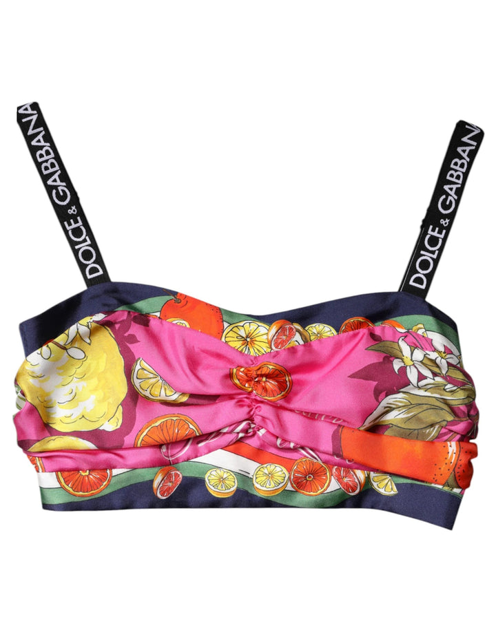 Dolce &amp; Gabbana Sample Sale Dolce &amp; Gabbana Multicolor Silk Cropped Bustier Corset Top - | Designer outlet
