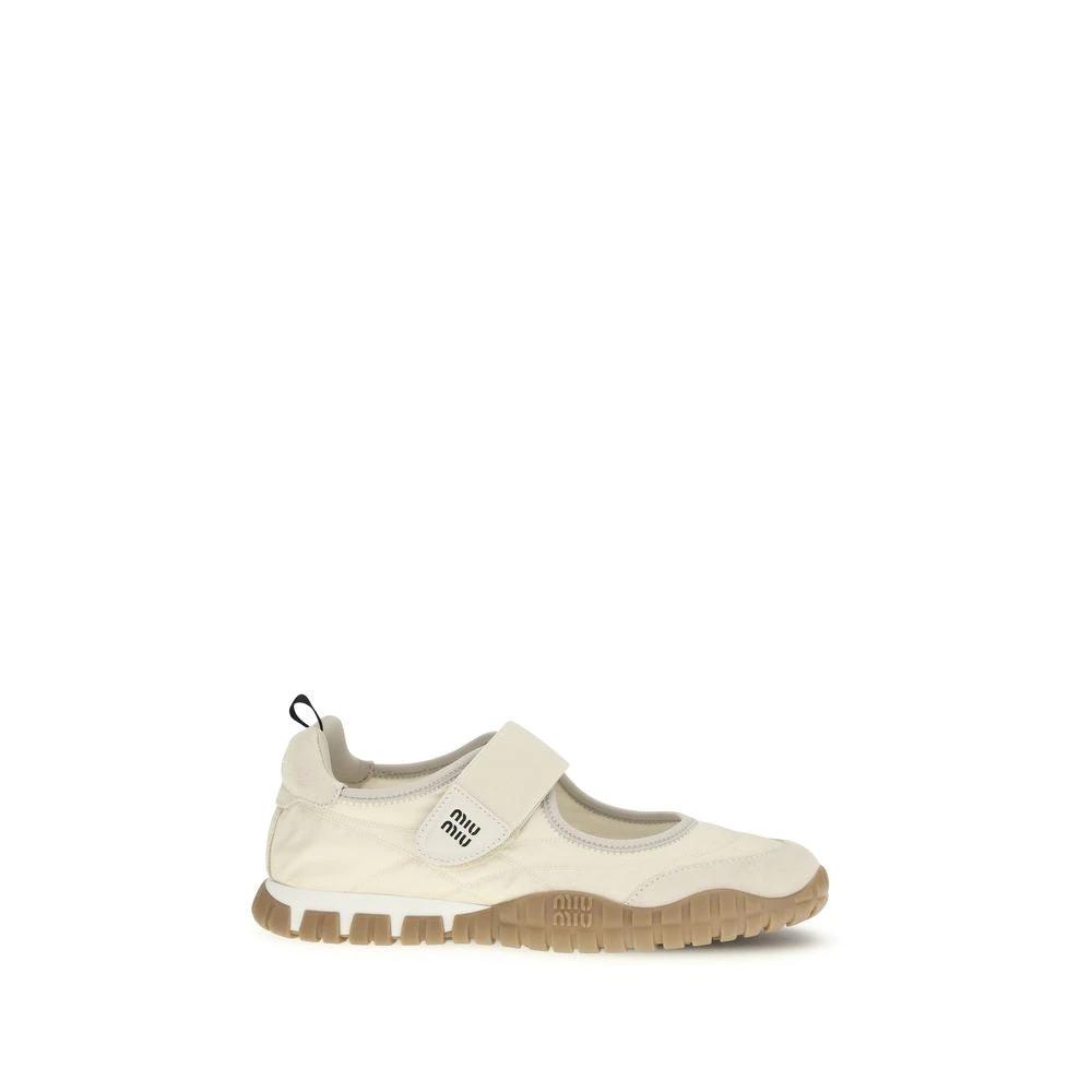 Miu Miu Sample Sale Miu Miu Beige Recycled Polyamide Ballet Flats - | Designer outlet