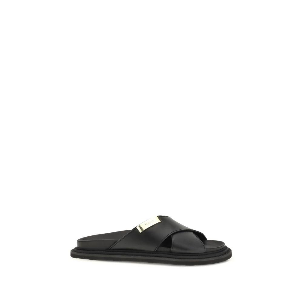 Moschino Sample Sale Moschino Black Calf Leather Bos Taurus Sandals - | Designer outlet