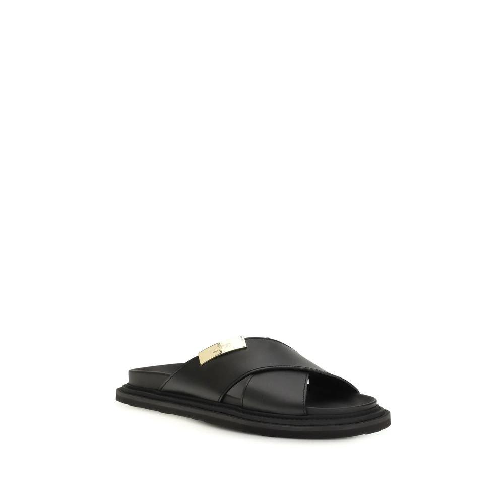 Moschino Sample Sale Moschino Black Calf Leather Bos Taurus Sandals - | Designer outlet