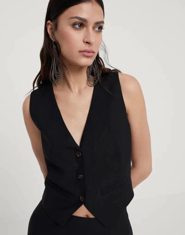 Brunello Cucinelli Sample Sale Brunello Cucinelli Black Viscose Sleveless Jacket - | Designer outlet