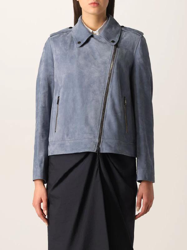 Brunello Cucinelli Sample Sale Brunello Cucinelli Blue Leather Jacket - | Designer outlet
