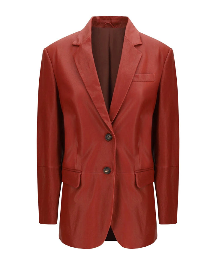 Brunello Cucinelli Sample Sale Brunello Cucinelli Red Leather Jacket - | Designer outlet