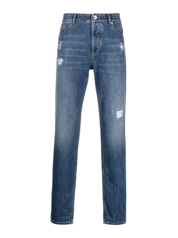 Brunello Cucinelli Sample Sale Brunello Cucinelli Blue Cotton Straight-Leg Jeans - | Designer outlet