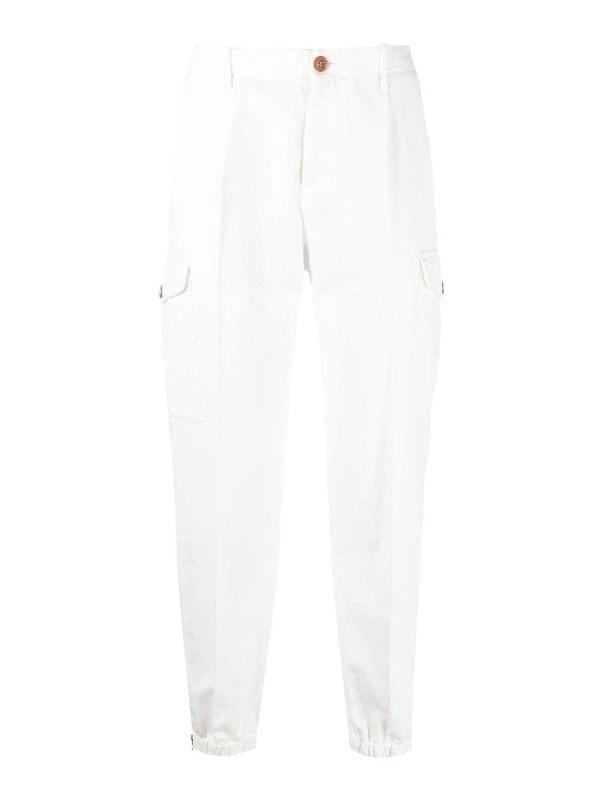 Brunello Cucinelli Sample Sale Brunello Cucinelli White Cotton Casual Pants - | Designer outlet
