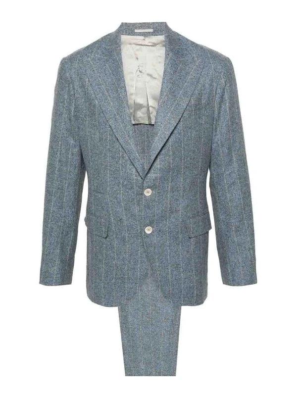 Brunello Cucinelli Sample Sale Brunello Cucinelli Blue Silk Two-Piece Suit - | Designer outlet