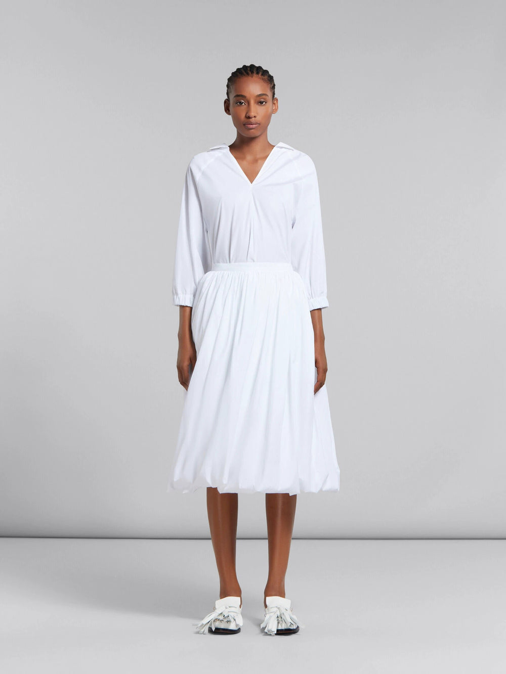 Marni Sample Sale Marni White Fibres Midi Skirt - | Designer outlet